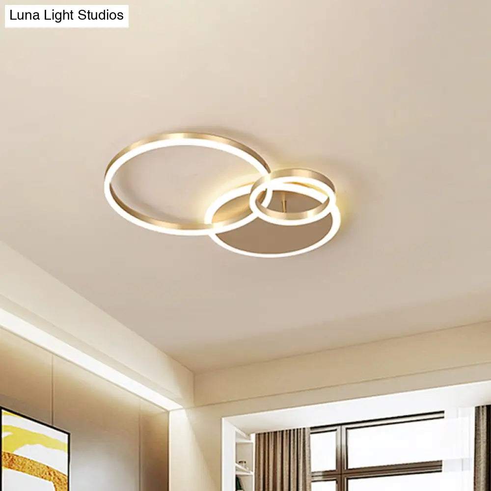 DecorBites™ DecorBites™ Modern Interlocking Ring LED Ceiling Lamp - Gold, Flushmount, 3/5 Tiered, Warm/White LED Light