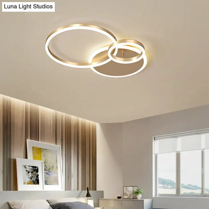 DecorBites™ DecorBites™ Modern Interlocking Ring LED Ceiling Lamp - Gold, Flushmount, 3/5 Tiered, Warm/White LED Light