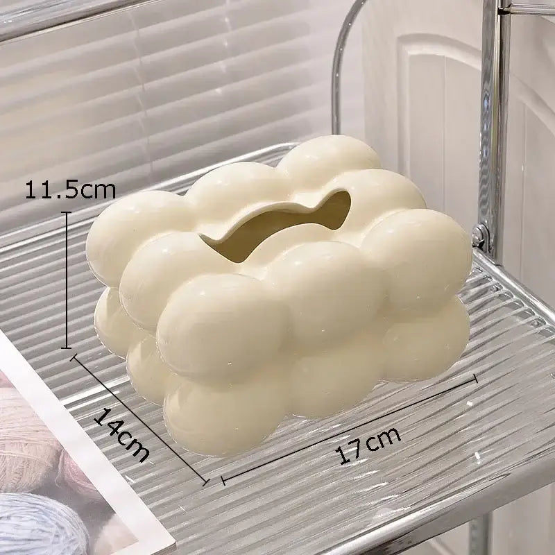 Cream-colored ceramic money box with heart-shaped opening resembling cotton candy ceramic for decorbites tissue box decor