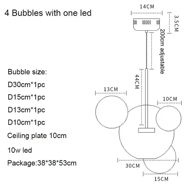 Modern iridescent colorful glass ball pendant light with four spherical bubbles in a playful cluster design for dining room decorbites colorful glass