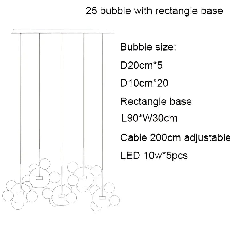 Modern pendant light with 25 iridescent colorful glass ball bulbs by decorbites for dining room decor