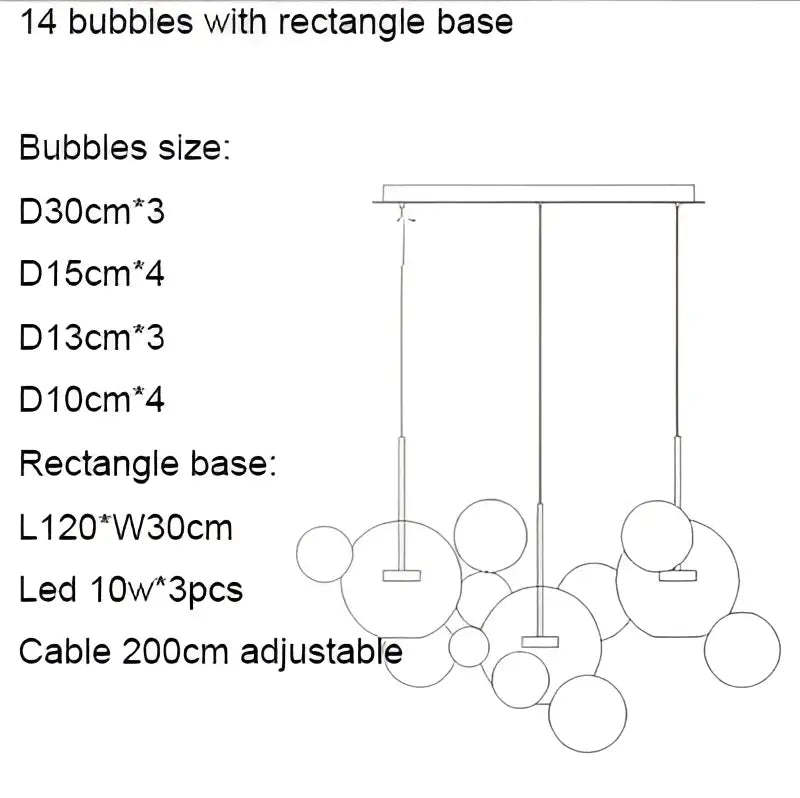 Modern minimalist pendant light with colorful glass ball bubbles suspended by adjustable cables for dining room decorbites colorful glass