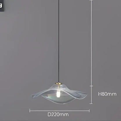 Modern iridescent clear glass plated pendant lamp with petal-like design and gold-toned hardware for kitchen lighting