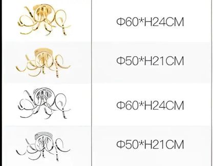 Gold-colored octopus-shaped decorbites led modern iron crystal pendant light with polished aluminum acrylic body material