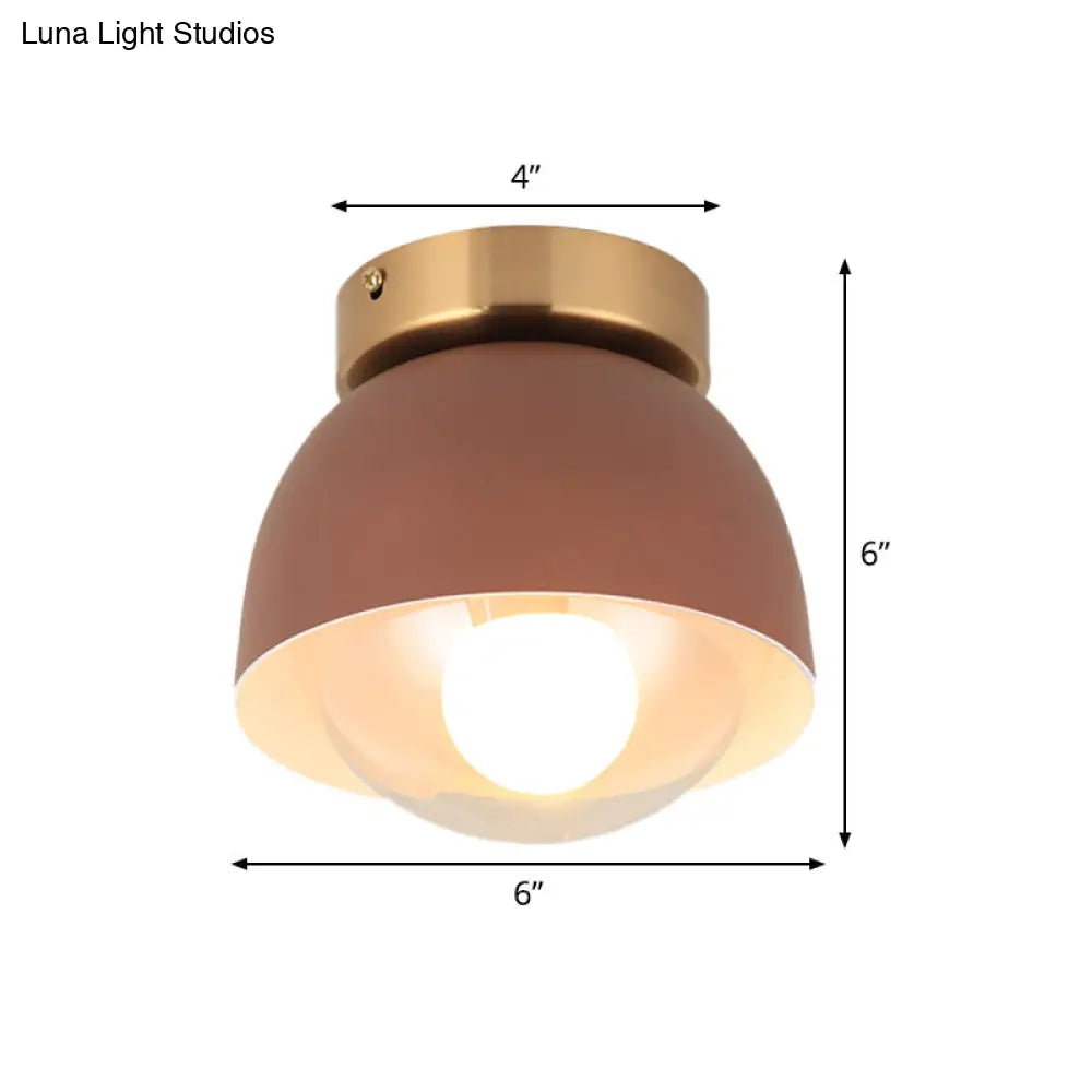 DecorBites™ DecorBites™ Modern Iron Dome Flush Mount Ceiling Lamp with 1 Head Flush Lighting - Coffee Shade