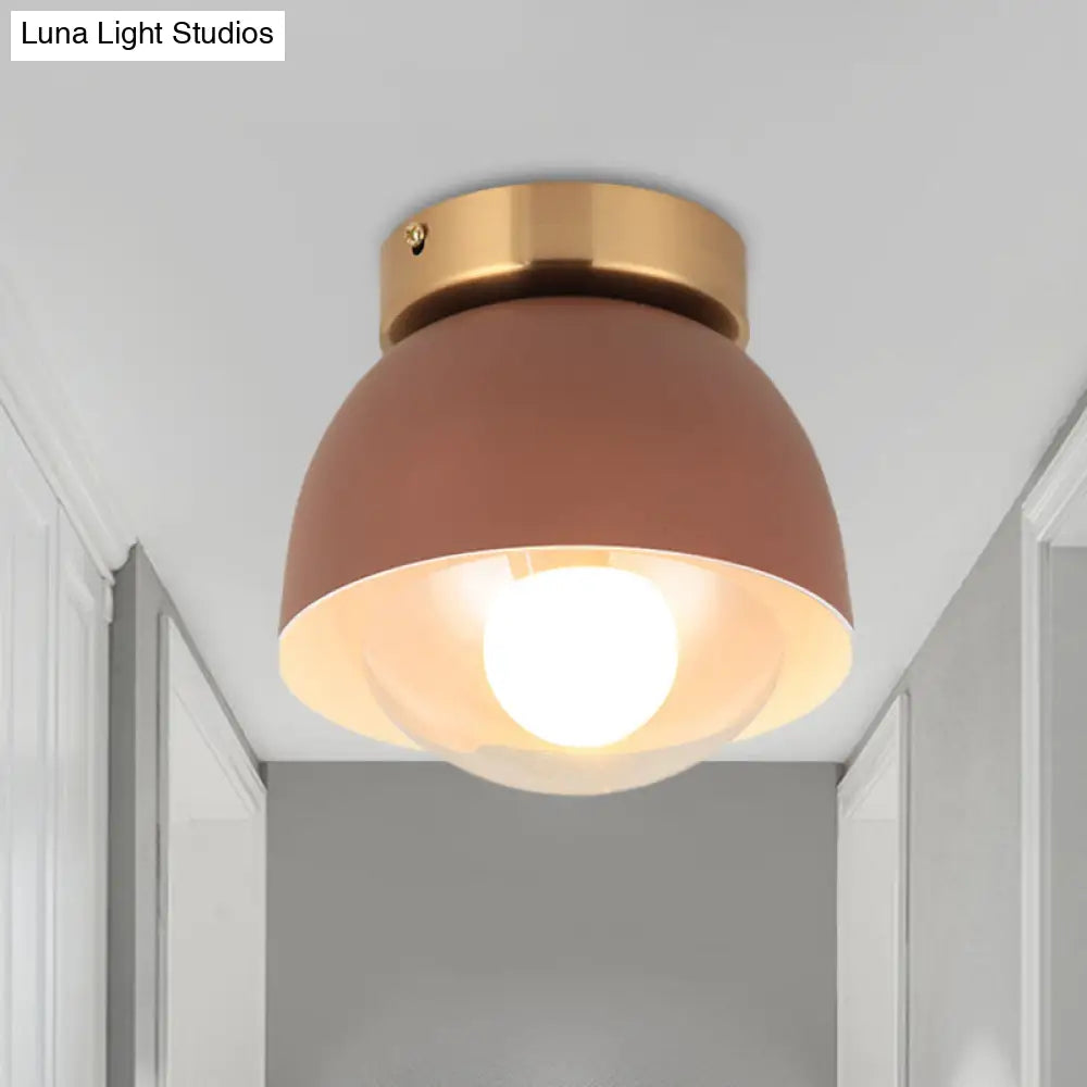 DecorBites™ DecorBites™ Modern Iron Dome Flush Mount Ceiling Lamp with 1 Head Flush Lighting - Coffee Shade