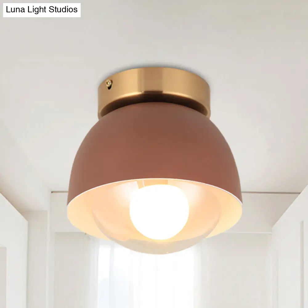 DecorBites™ DecorBites™ Modern Iron Dome Flush Mount Ceiling Lamp with 1 Head Flush Lighting - Coffee Shade