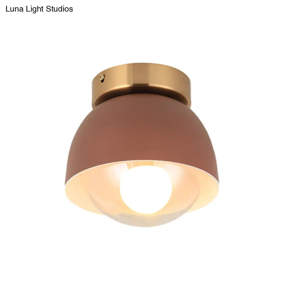 DecorBites™ DecorBites™ Modern Iron Dome Flush Mount Ceiling Lamp with 1 Head Flush Lighting - Coffee Shade