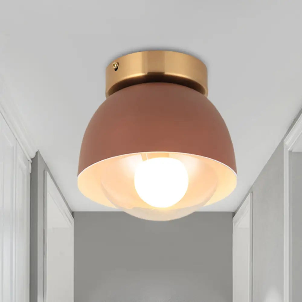 DecorBites™ DecorBites™ Modern Iron Dome Flush Mount Ceiling Lamp with 1 Head Flush Lighting - Coffee Shade