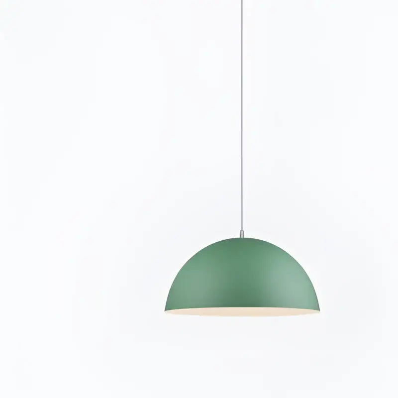 Modern iron lustre pendant light in matte green dome shape with white cord for kitchen bar decorbites iron lustre design