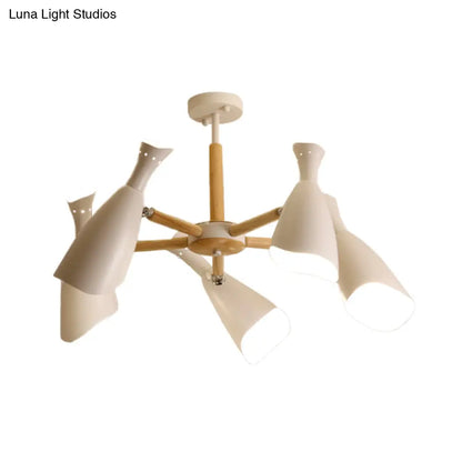 DecorBites™ DecorBites™ Modern Iron Wide Flare Semi Flush Mount Ceiling Light Fixture - White and Wood Finish (3/5 Heads, 27.5"/33.5" Width)