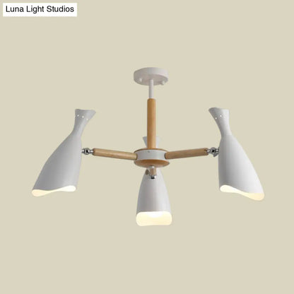 DecorBites™ DecorBites™ Modern Iron Wide Flare Semi Flush Mount Ceiling Light Fixture - White and Wood Finish (3/5 Heads, 27.5"/33.5" Width)