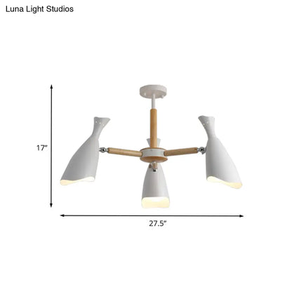 DecorBites™ DecorBites™ Modern Iron Wide Flare Semi Flush Mount Ceiling Light Fixture - White and Wood Finish (3/5 Heads, 27.5"/33.5" Width)