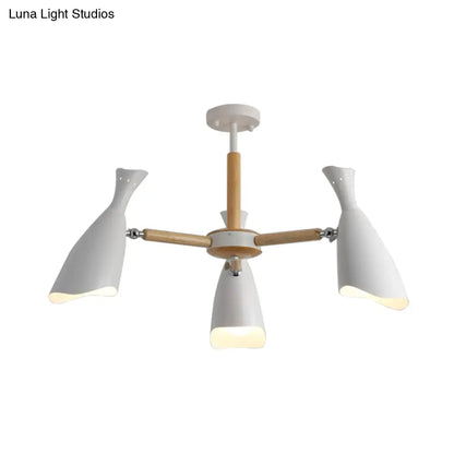 DecorBites™ DecorBites™ Modern Iron Wide Flare Semi Flush Mount Ceiling Light Fixture - White and Wood Finish (3/5 Heads, 27.5"/33.5" Width)