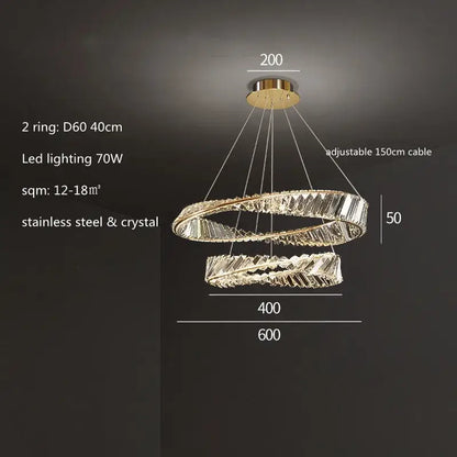 Gold-toned double-ring pendant light with faceted crystal accents and irregular gold steel frame for dining room decorbites irregular gold