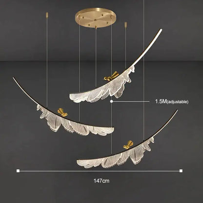 Modern italian copper chandelier gold bird pendant light with gold-toned feather design and translucent white wings decorbites italian copper