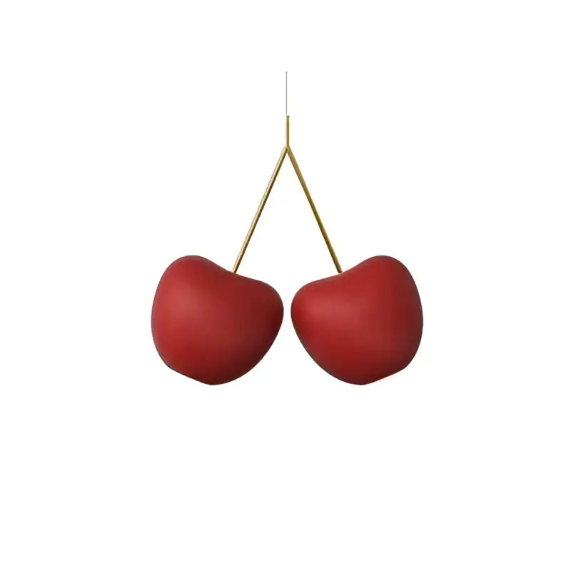 Modern italian gold pendant light with red ceramic cherries hanging from gold stems for dining room decorbites decor