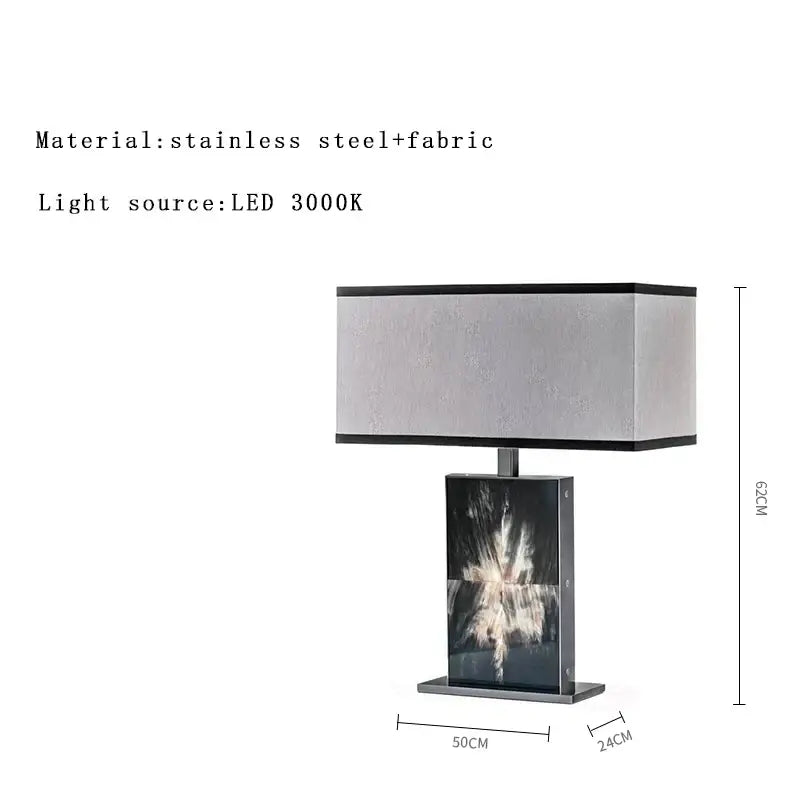 Modern italian luxury metallic table lamp with a sleek stainless steel base and gray fabric shade for bedroom decorbites italian luxury