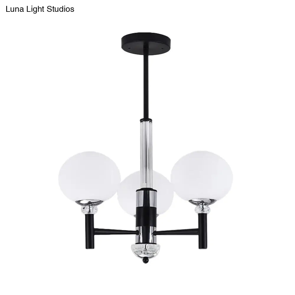 Lámpara colgante moderna de cristal color marfil con forma de globo - 3/6/8 luces, negra