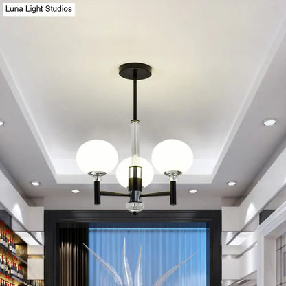 Lámpara colgante moderna de cristal color marfil con forma de globo - 3/6/8 luces, negra