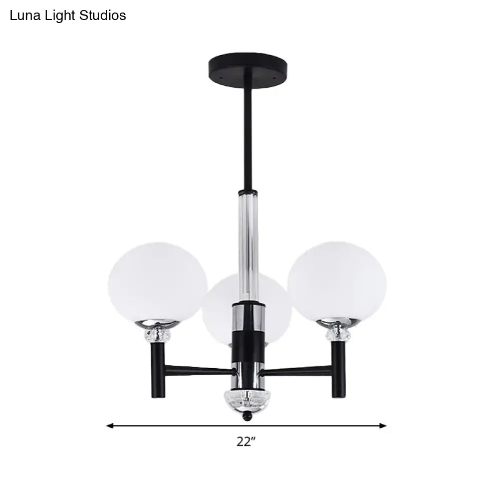 Lámpara colgante moderna de cristal color marfil con forma de globo - 3/6/8 luces, negra