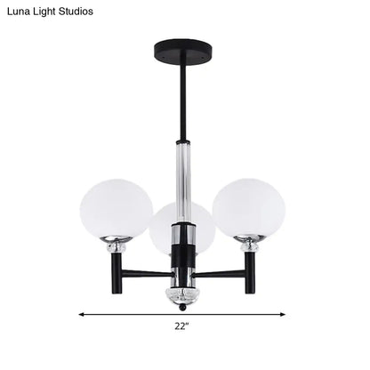 Lámpara colgante moderna de cristal color marfil con forma de globo - 3/6/8 luces, negra