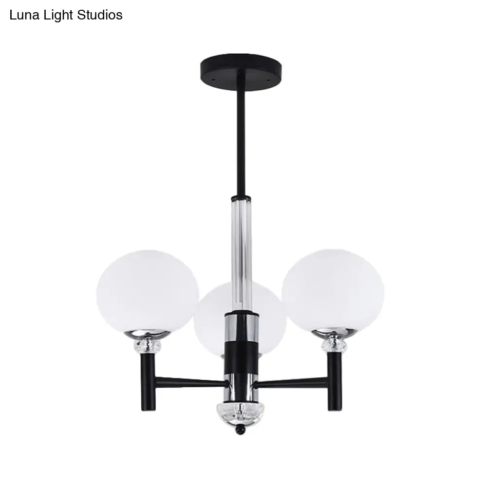 Lámpara colgante moderna de cristal color marfil con forma de globo - 3/6/8 luces, negra