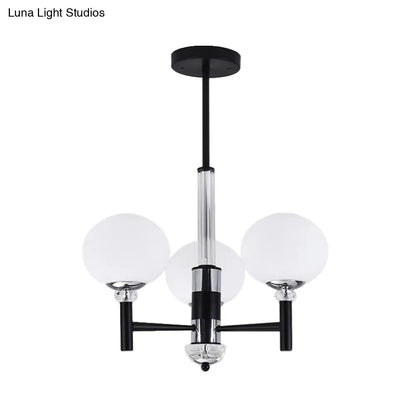 Lámpara colgante moderna de cristal color marfil con forma de globo - 3/6/8 luces, negra