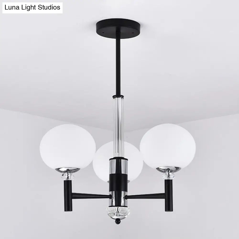 Lámpara colgante moderna de cristal color marfil con forma de globo - 3/6/8 luces, negra