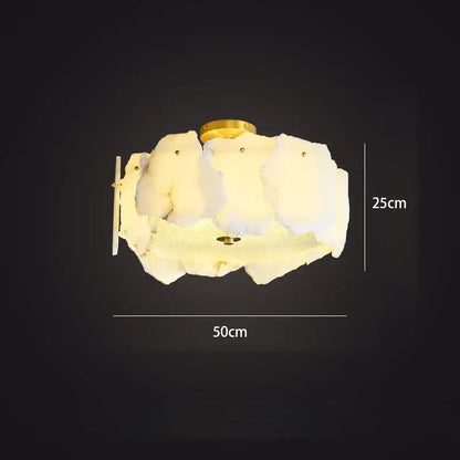 Modern ivory white marble led ceiling light with cream cloud shape and gold-toned metal base for decorbites ivory white decor