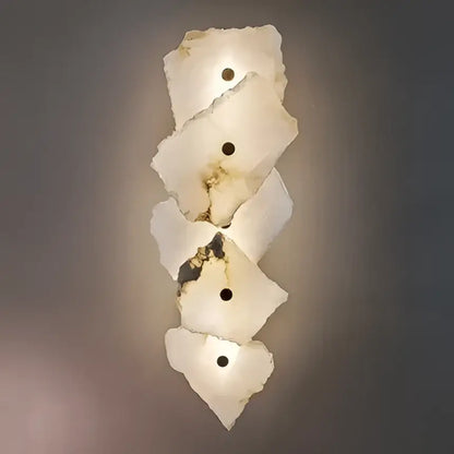 Modern ivory white marble led ceiling light with irregular layered alabaster pieces for living room decorbites ivory white