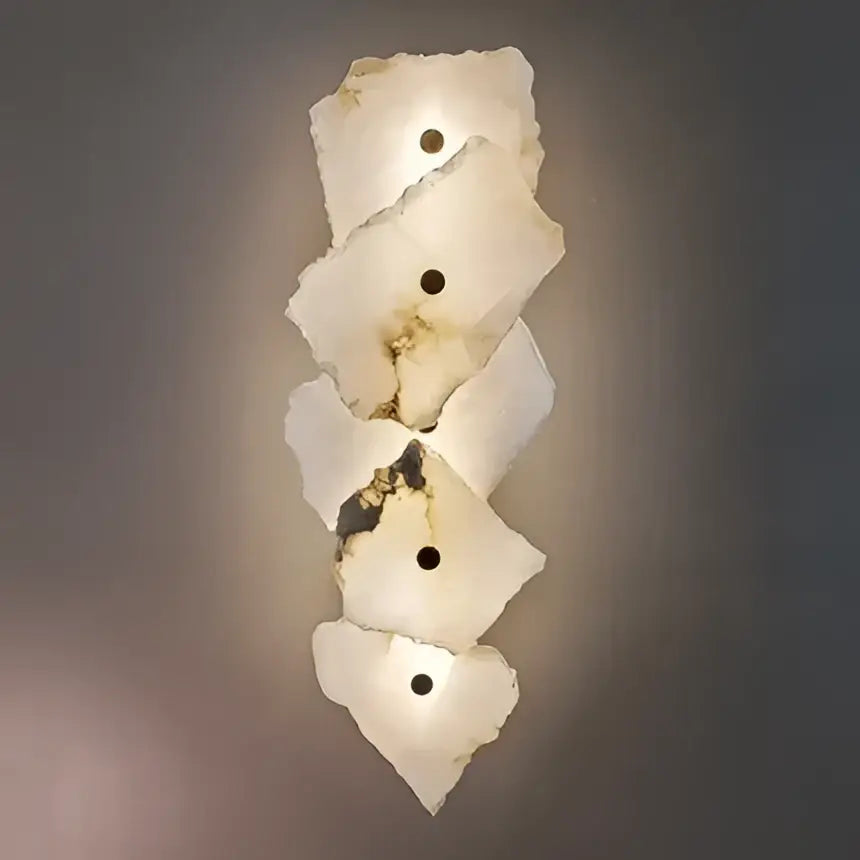 Modern ivory white marble led ceiling light with irregular layered alabaster pieces for living room decorbites ivory white