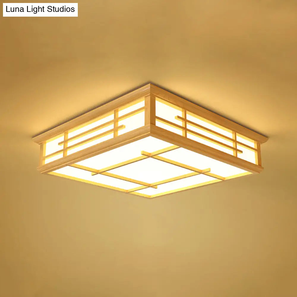 DecorBites™ DecorBites™ Modern Japanese Geometric LED Flush Ceiling Light with Acrylic Panels - Stylish Wood Flush Mount Lighting Fixture for Living Room