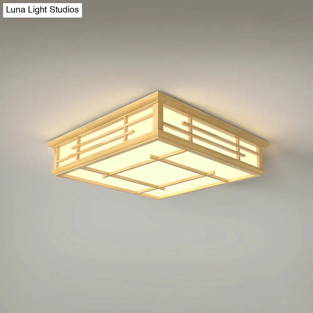 DecorBites™ DecorBites™ Modern Japanese Geometric LED Flush Ceiling Light with Acrylic Panels - Stylish Wood Flush Mount Lighting Fixture for Living Room