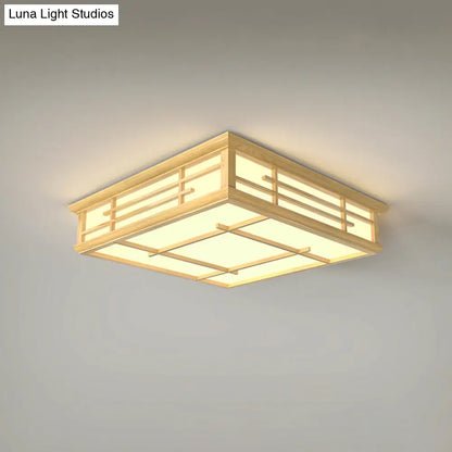 DecorBites™ DecorBites™ Modern Japanese Geometric LED Flush Ceiling Light with Acrylic Panels - Stylish Wood Flush Mount Lighting Fixture for Living Room