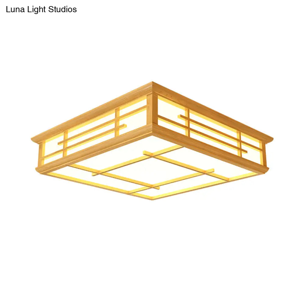 DecorBites™ DecorBites™ Modern Japanese Geometric LED Flush Ceiling Light with Acrylic Panels - Stylish Wood Flush Mount Lighting Fixture for Living Room