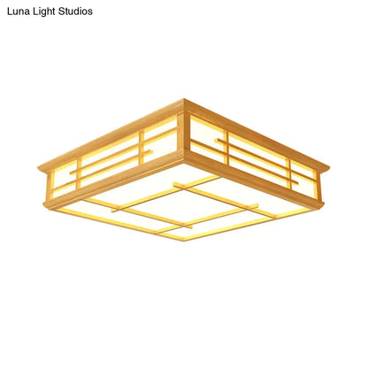 DecorBites™ DecorBites™ Modern Japanese Geometric LED Flush Ceiling Light with Acrylic Panels - Stylish Wood Flush Mount Lighting Fixture for Living Room