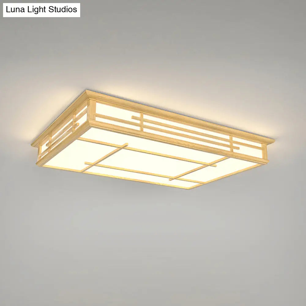 DecorBites™ DecorBites™ Modern Japanese Geometric LED Flush Ceiling Light with Acrylic Panels - Stylish Wood Flush Mount Lighting Fixture for Living Room