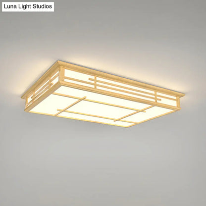 DecorBites™ DecorBites™ Modern Japanese Geometric LED Flush Ceiling Light with Acrylic Panels - Stylish Wood Flush Mount Lighting Fixture for Living Room