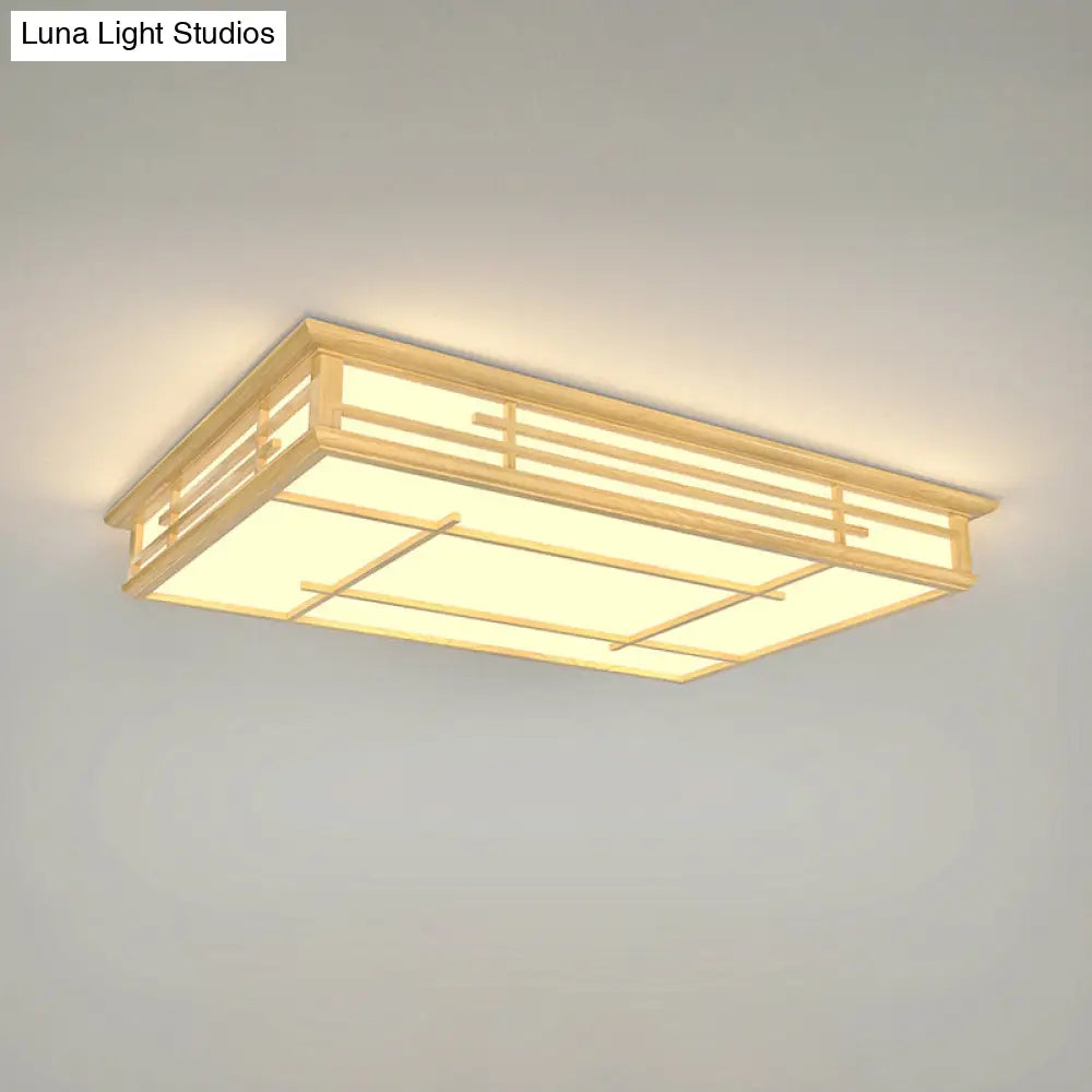 DecorBites™ DecorBites™ Modern Japanese Geometric LED Flush Ceiling Light with Acrylic Panels - Stylish Wood Flush Mount Lighting Fixture for Living Room