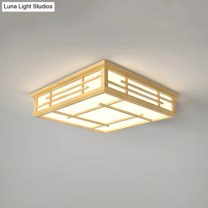 DecorBites™ DecorBites™ Modern Japanese Geometric LED Flush Ceiling Light with Acrylic Panels - Stylish Wood Flush Mount Lighting Fixture for Living Room