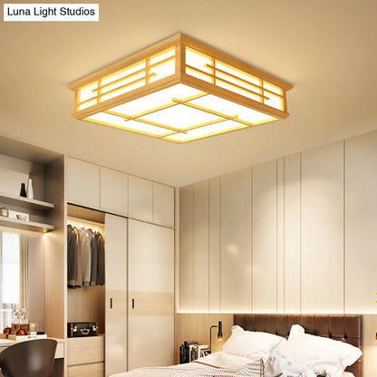 DecorBites™ DecorBites™ Modern Japanese Geometric LED Flush Ceiling Light with Acrylic Panels - Stylish Wood Flush Mount Lighting Fixture for Living Room