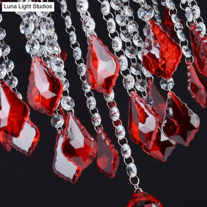 Lámpara de techo colgante moderna de cristal K9 con 12 bombillas para balcón - Lámpara de techo roja con candelabro y 12 bombillas