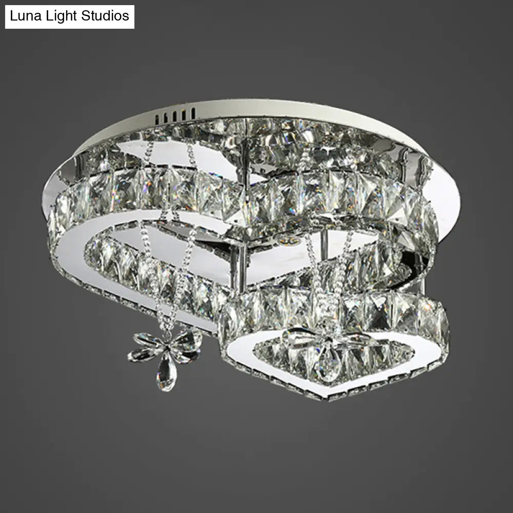 DecorBites™ DecorBites™ Modern K9 Crystal Heart LED Ceiling Light - Stainless-Steel Semi Flush Mount