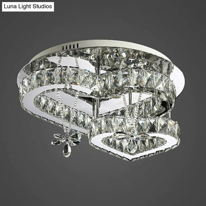 DecorBites™ DecorBites™ Modern K9 Crystal Heart LED Ceiling Light - Stainless-Steel Semi Flush Mount