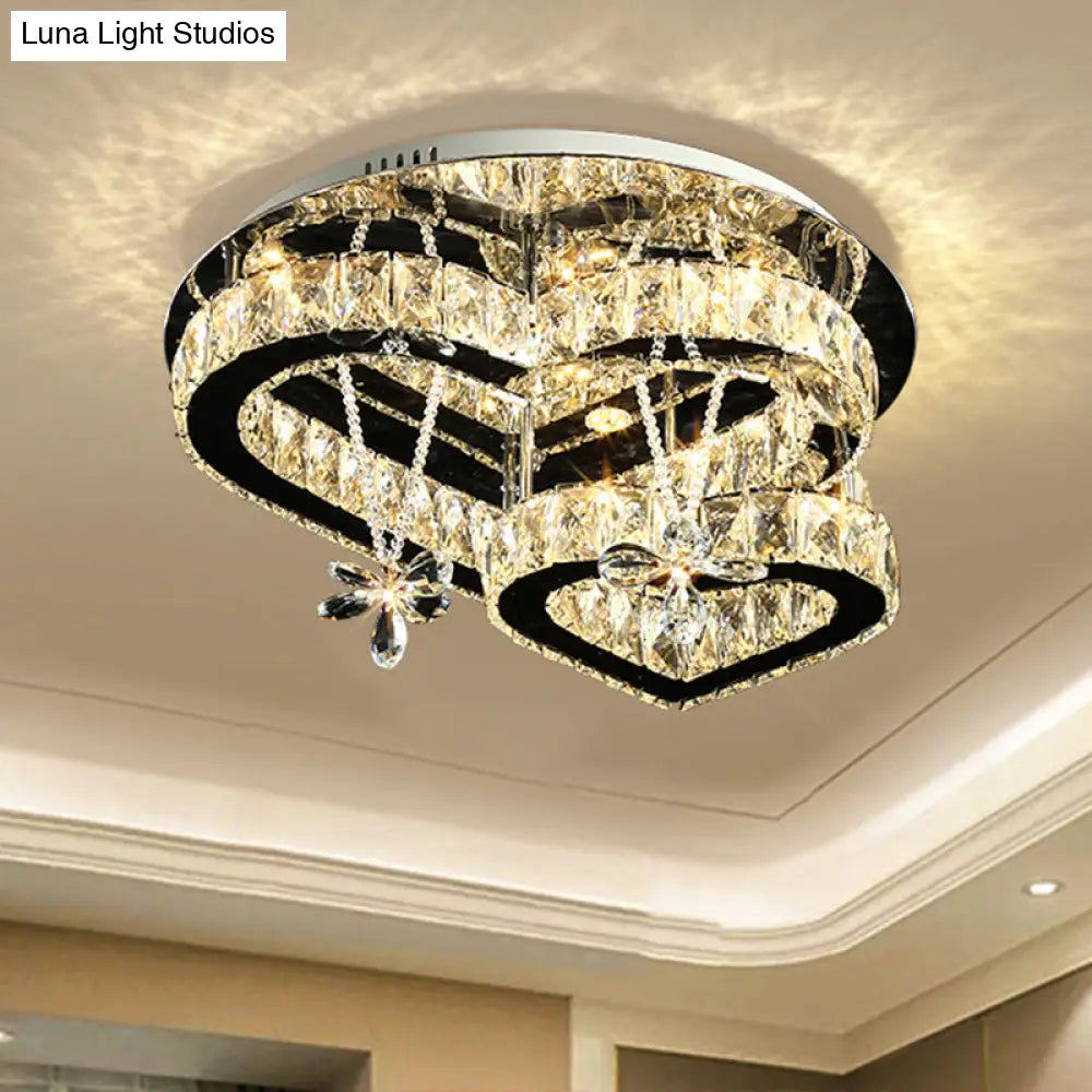 DecorBites™ DecorBites™ Modern K9 Crystal Heart LED Ceiling Light - Stainless-Steel Semi Flush Mount