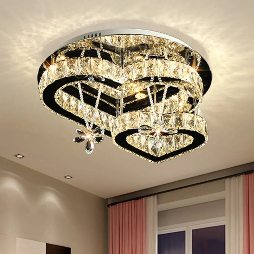 DecorBites™ DecorBites™ Modern K9 Crystal Heart LED Ceiling Light - Stainless-Steel Semi Flush Mount