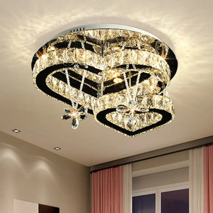 DecorBites™ DecorBites™ Modern K9 Crystal Heart LED Ceiling Light - Stainless-Steel Semi Flush Mount