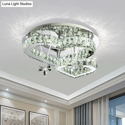 DecorBites™ DecorBites™ Modern K9 Crystal Heart LED Ceiling Light - Stainless-Steel Semi Flush Mount