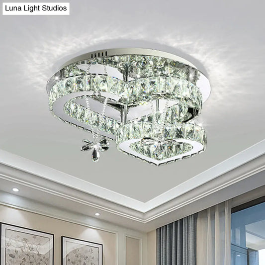 DecorBites™ DecorBites™ Modern K9 Crystal Heart LED Ceiling Light - Stainless-Steel Semi Flush Mount